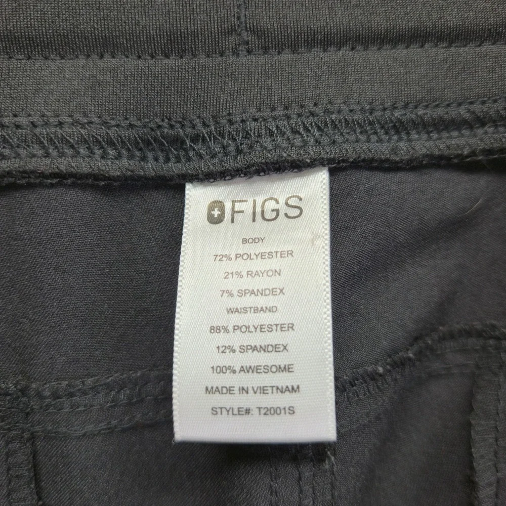 FIGS Men Black Technical Scrub Cargo Pants Elastic Waist Style T2001S Size XXL S